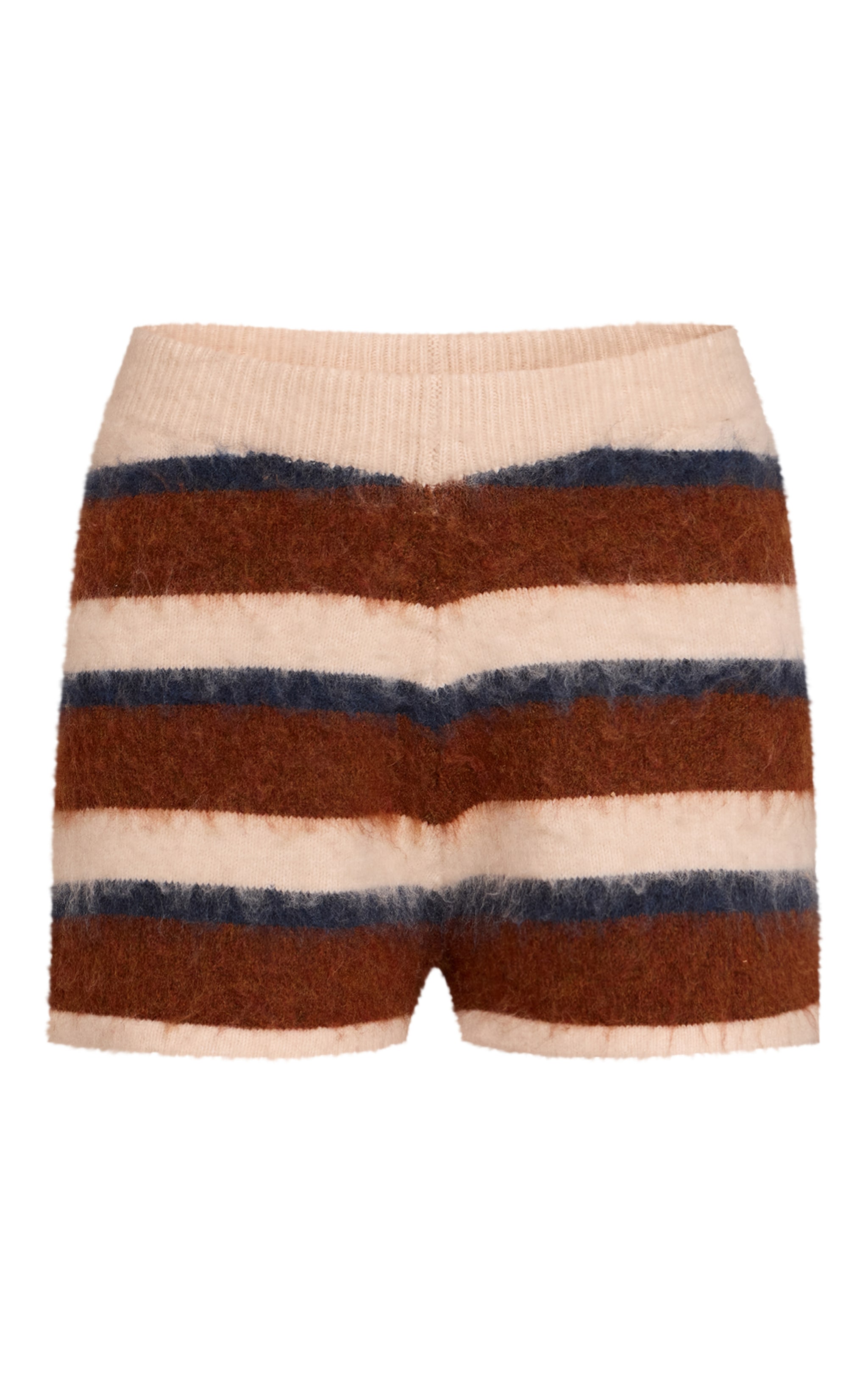 Brown Striped Brushed Aurora Knitted Shorts  image 6