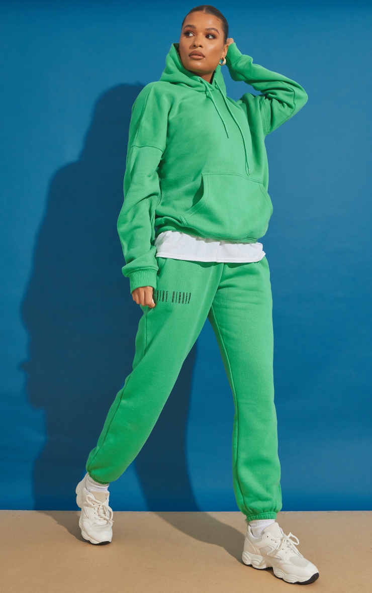 Bright Green Slogan Printed Back Oversized Hoodie image 3