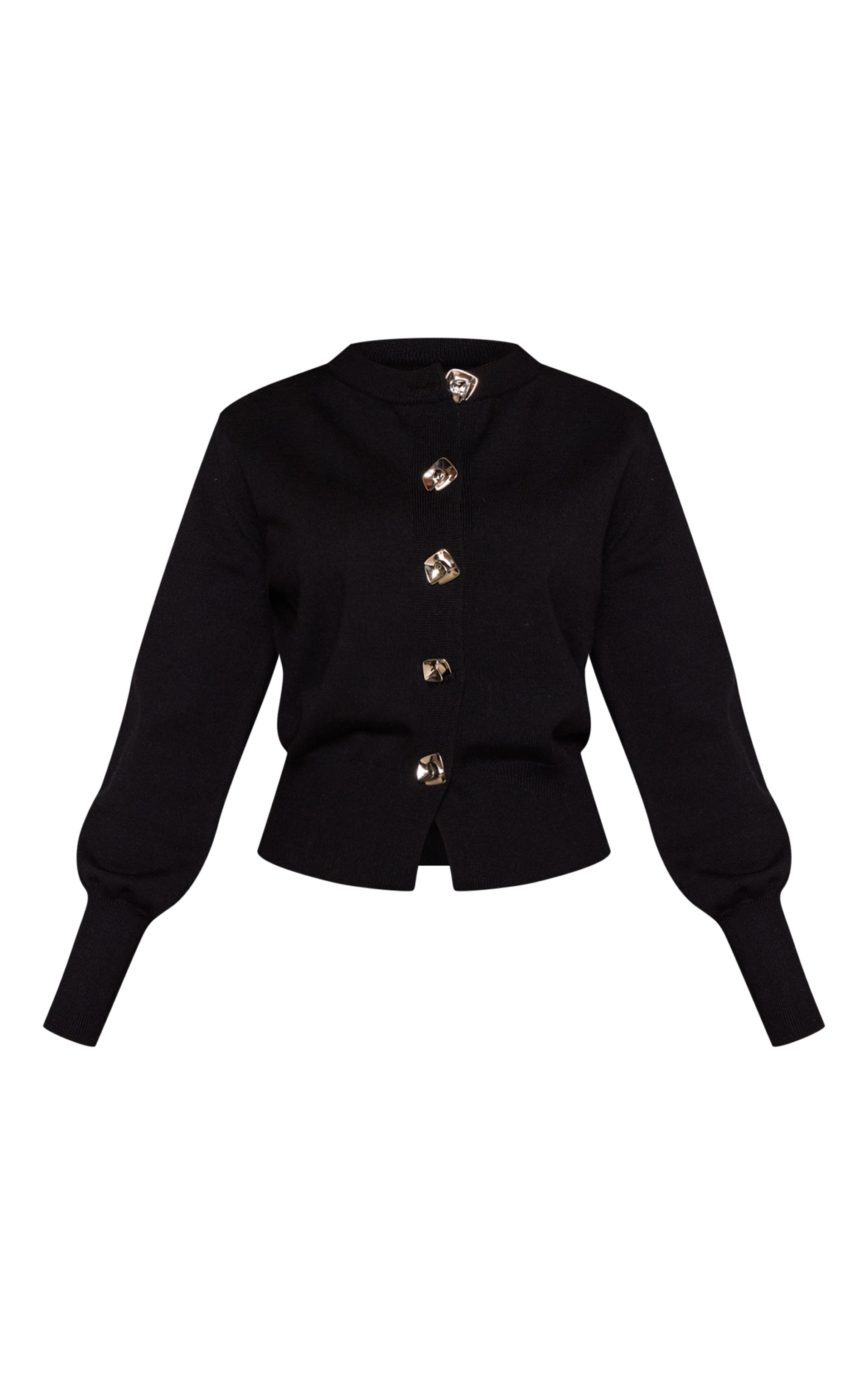 Petite Black Button Trim Detail Knitted Cardigan image 5