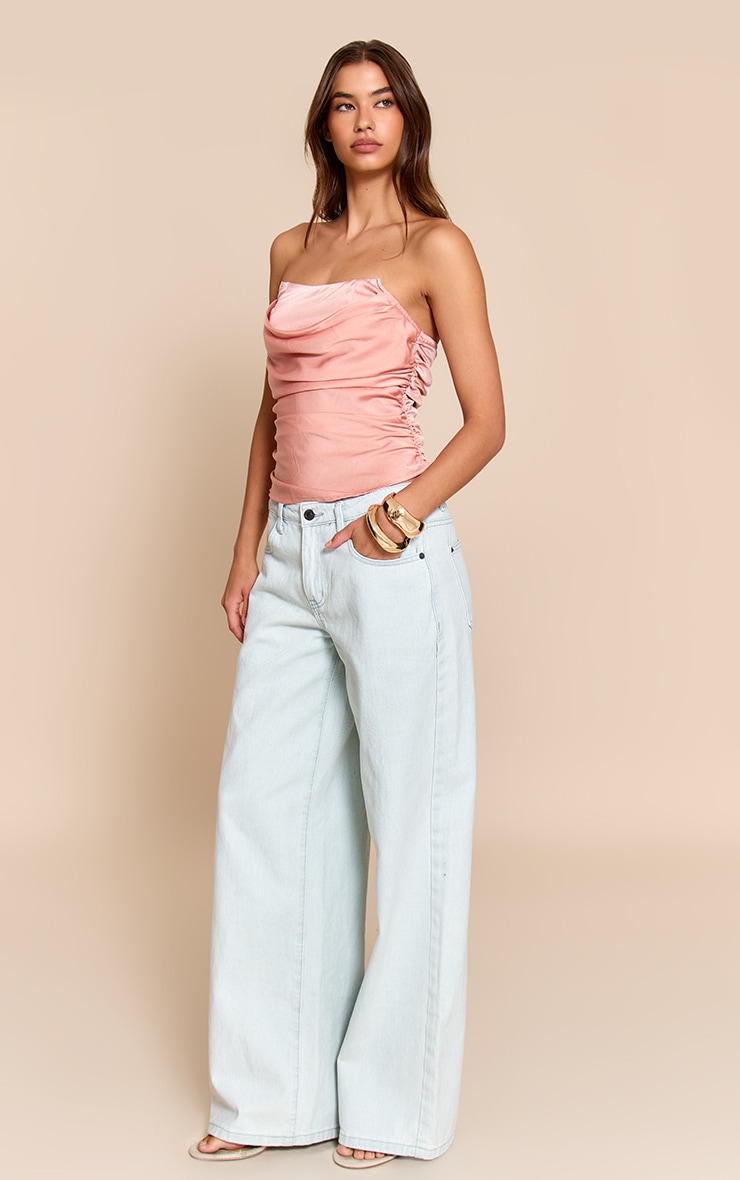 Pink Satin Ruched Corset image 3