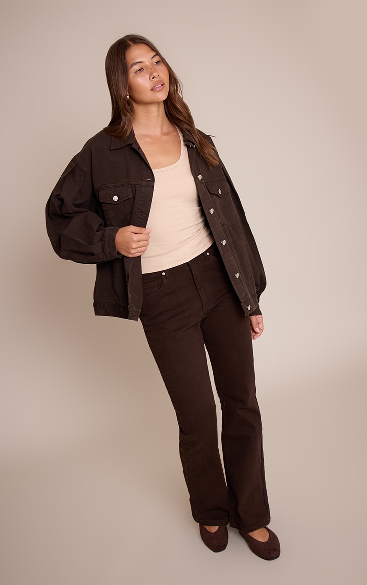 Dark Chocolate High Waisted Denim Bootcut Jeans image 1