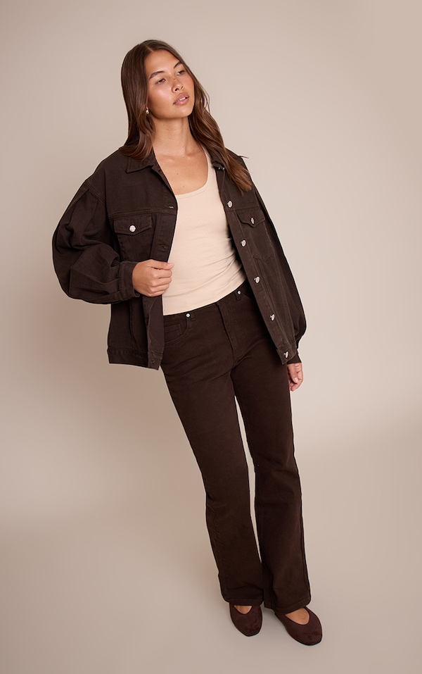 Dark Chocolate High Waisted Denim Bootcut Jeans