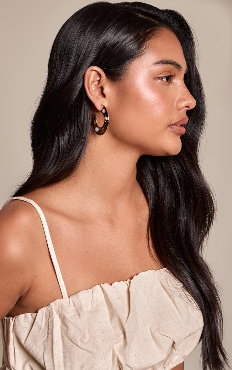 Créoles épaisses dorées à strass multiples