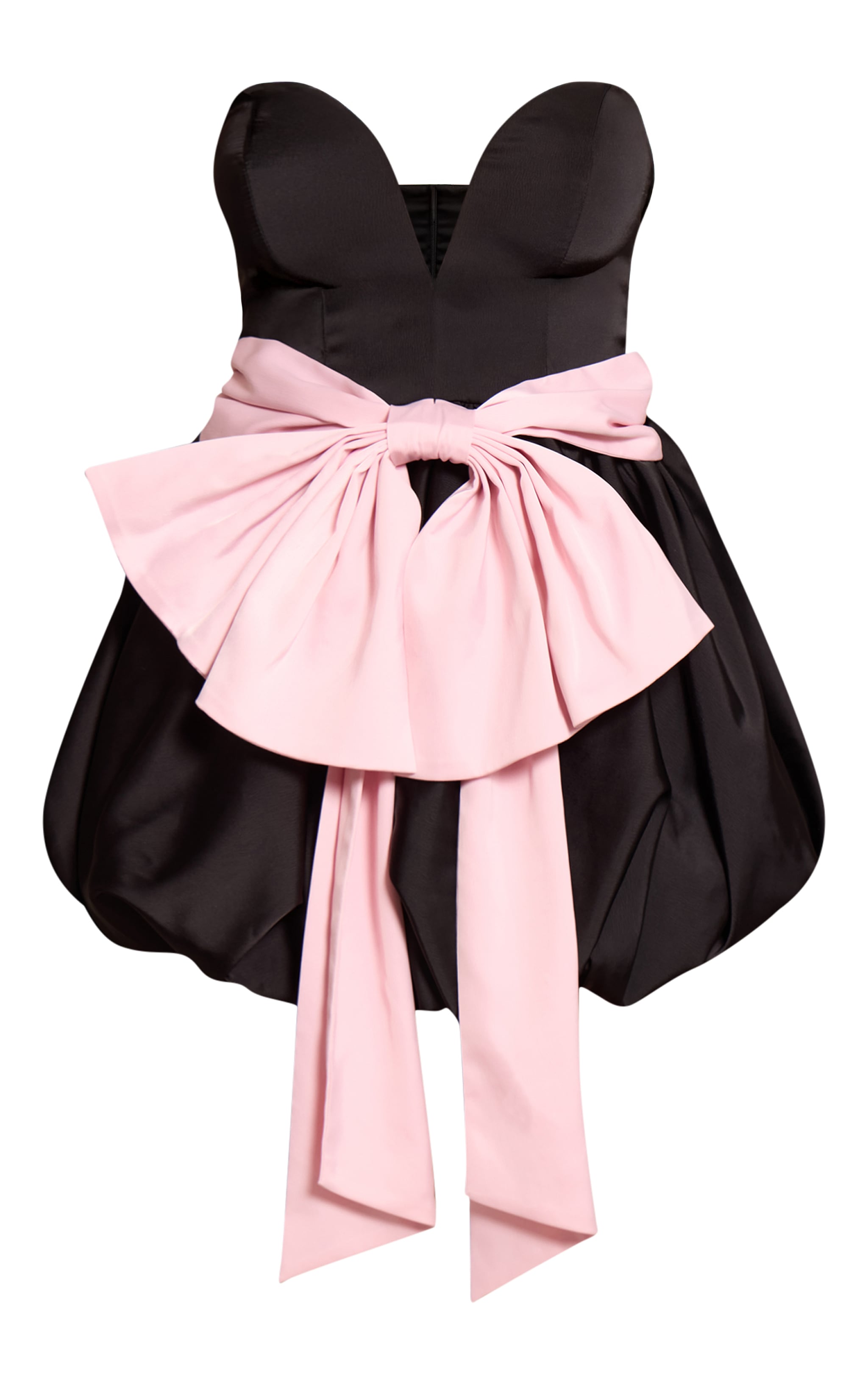 Robe droite noire à décolleté et noeud oversize contrastant image 5