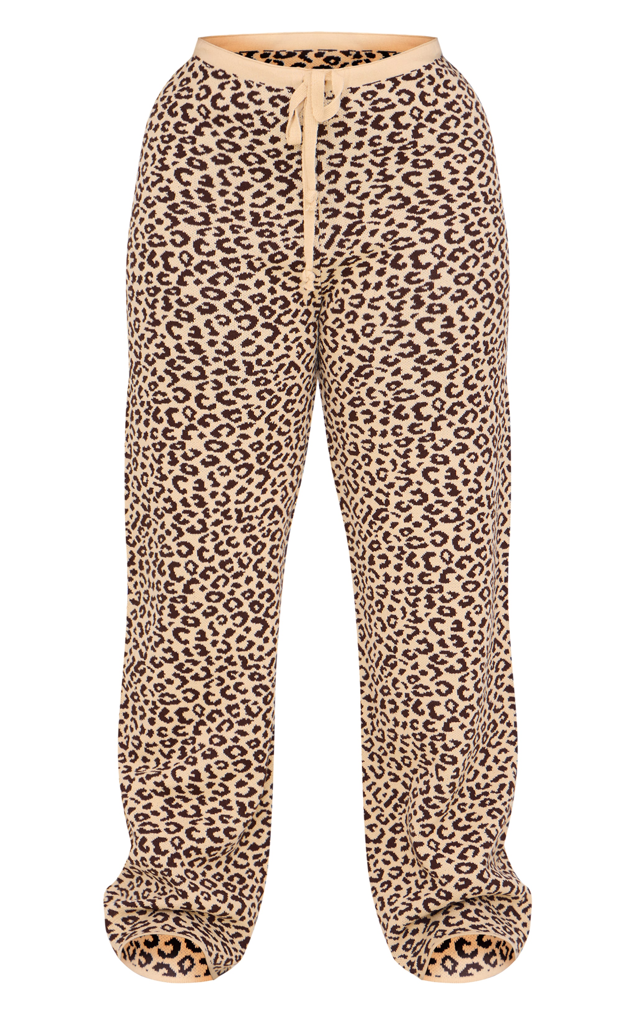 Plus Brown Leopard Print Knitted Wide Leg Pants image 5