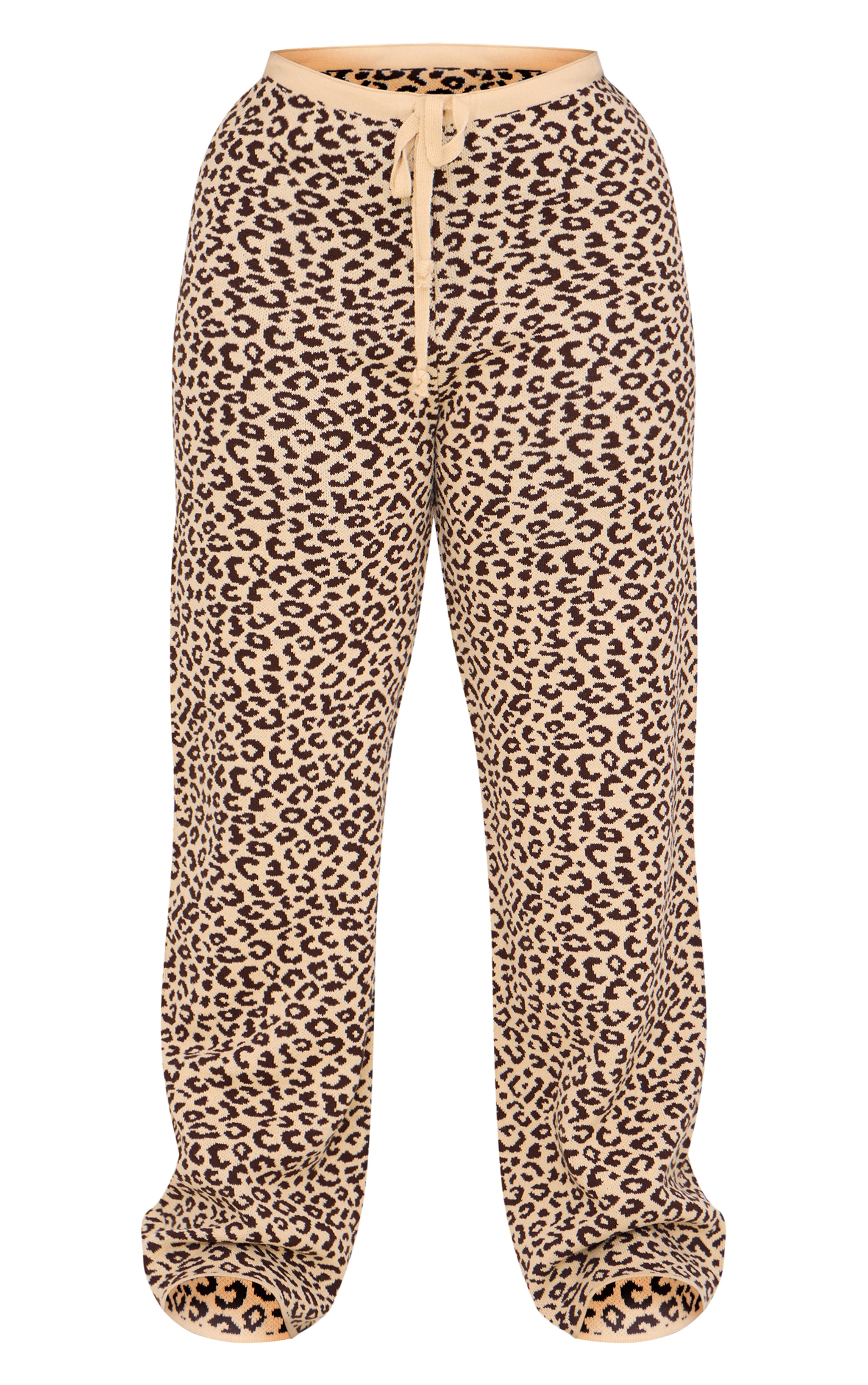 Plus Brown Leopard Print Knitted Wide Leg Pants image 5