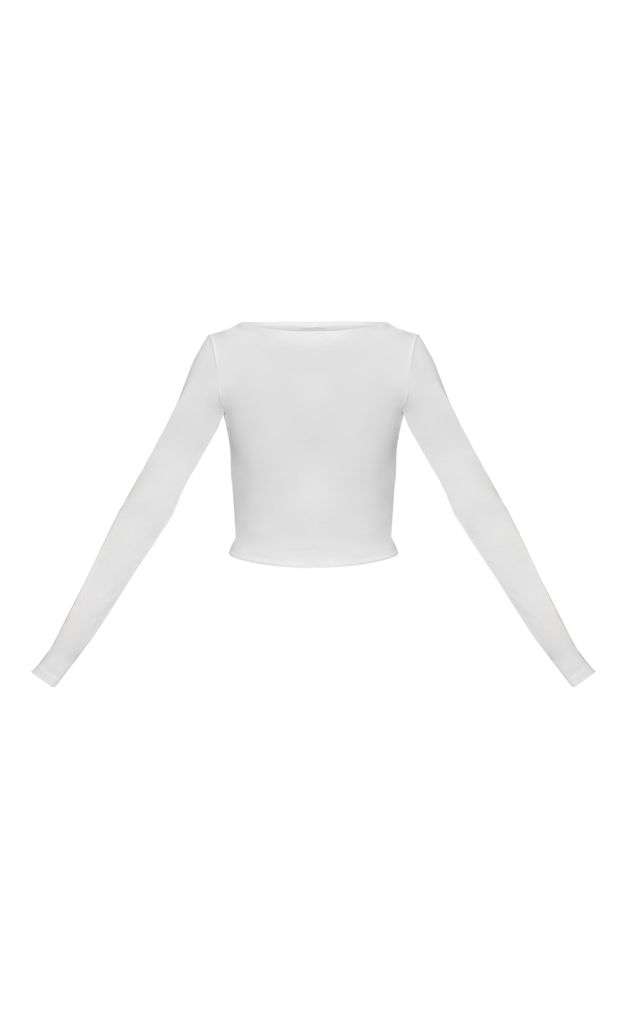 White Soft Cotton Ruched Side Long Sleeve Top image 5