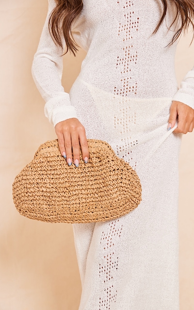 Pochette ample en raphia naturel