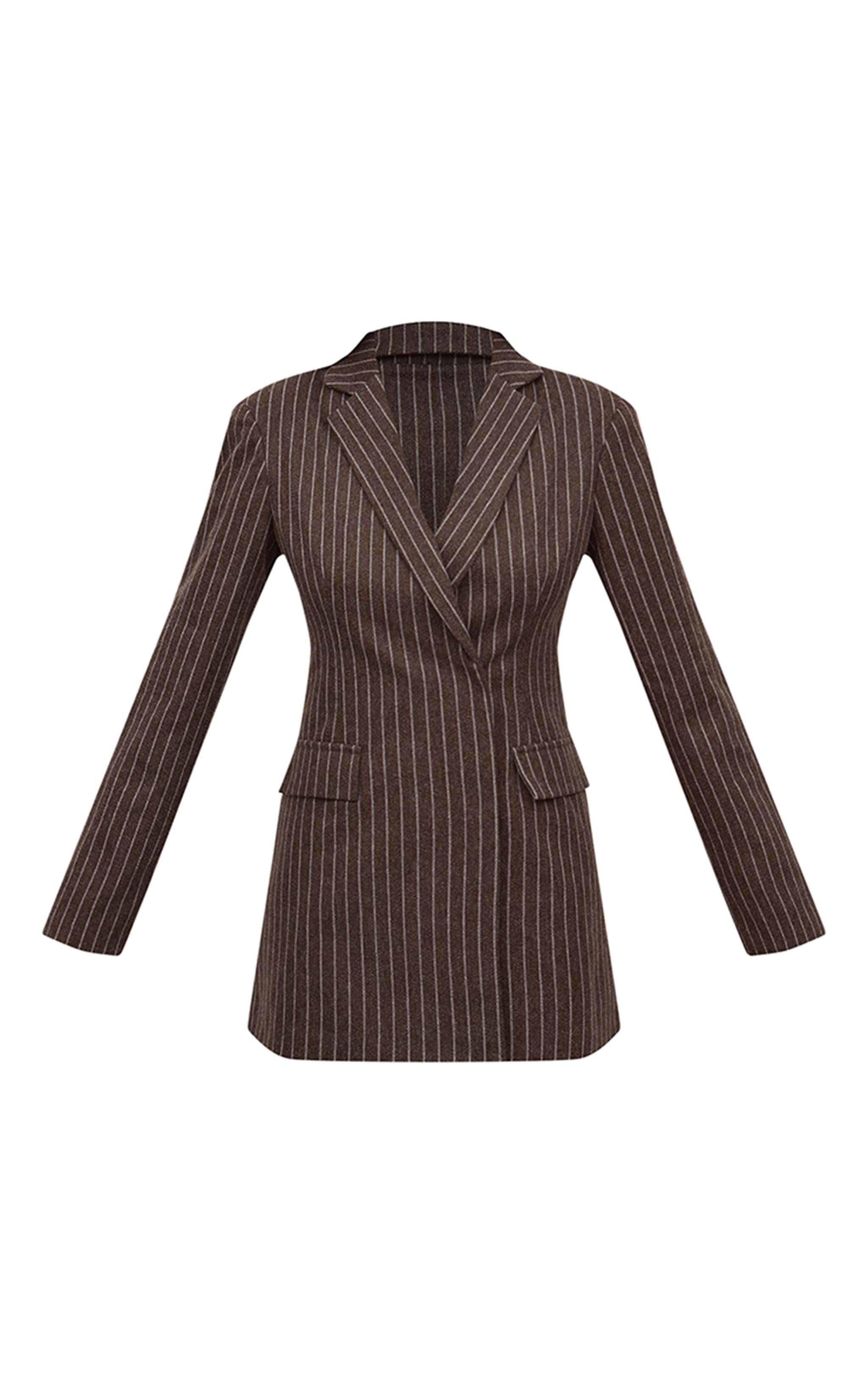 Robe blazer brossée gris anthracite à rayures fines et manches longues image 5