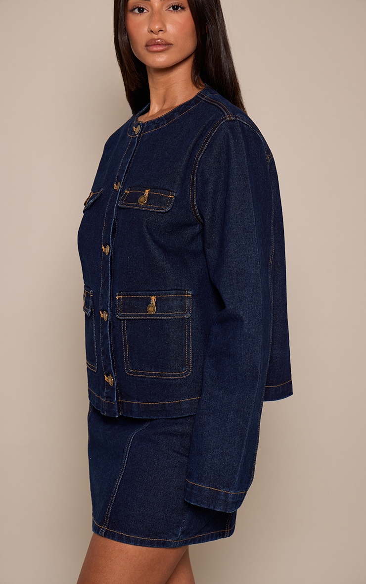 Petite Indigo A-line Mini Skirt image 2