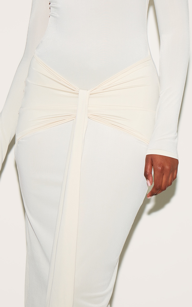 Cream Matte Sculpt Wrap Maxi Dress image 4