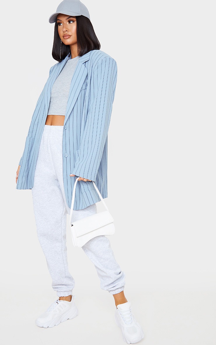 Blazer très oversize gris rayé