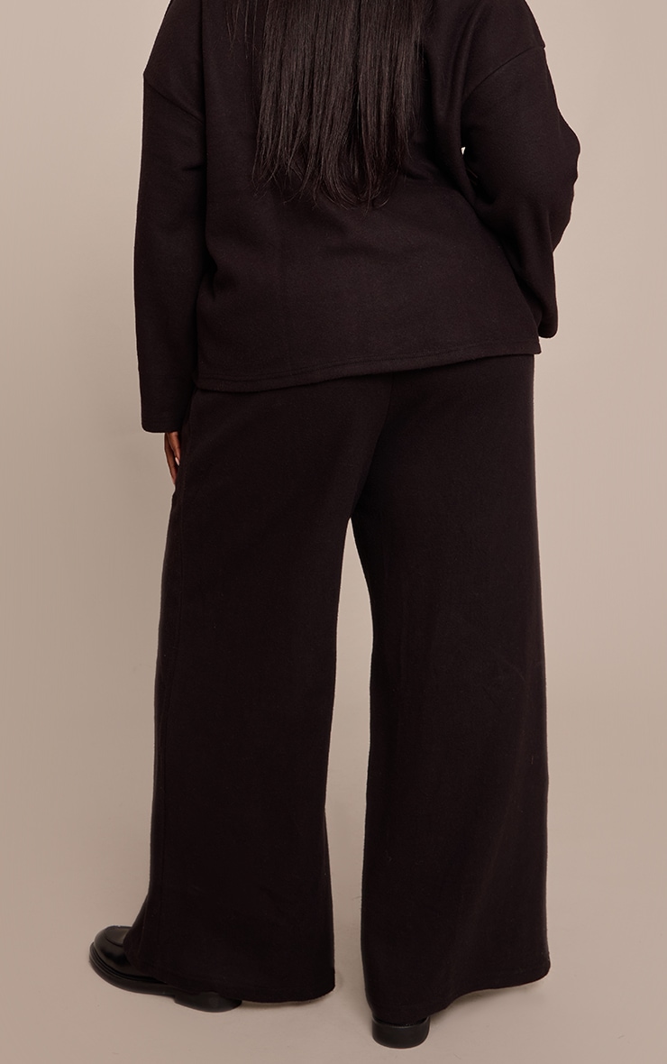 Plus Black Soft Touch Pintuck Wide Leg Joggers image 3