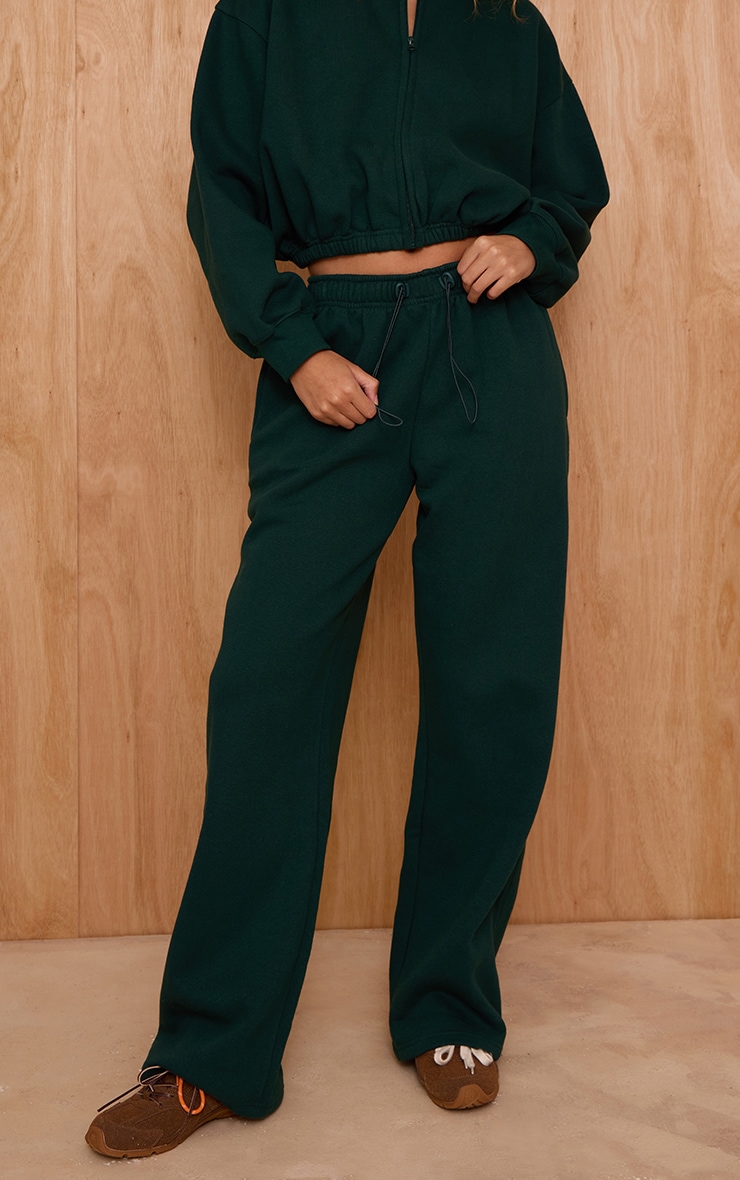 Pine Green Drawcord Hem Oversized Sweatpants image 2