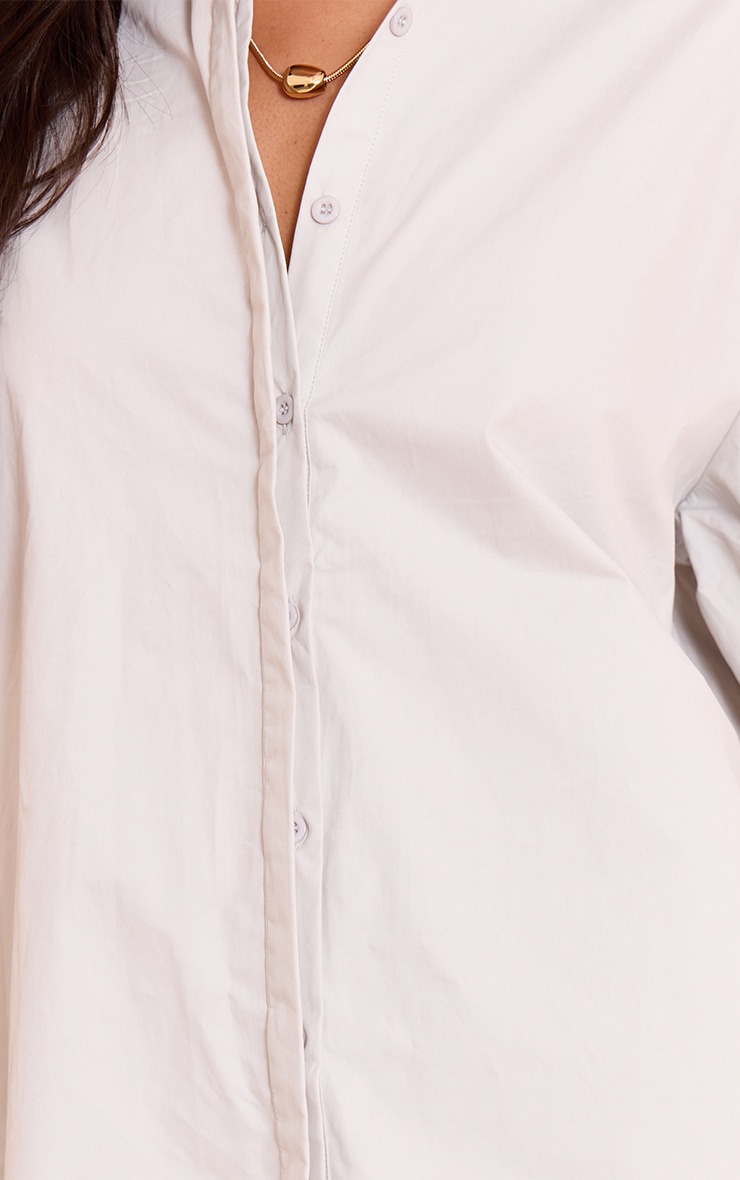 Light Grey Cotton Oversized Cuff Shirt image 4