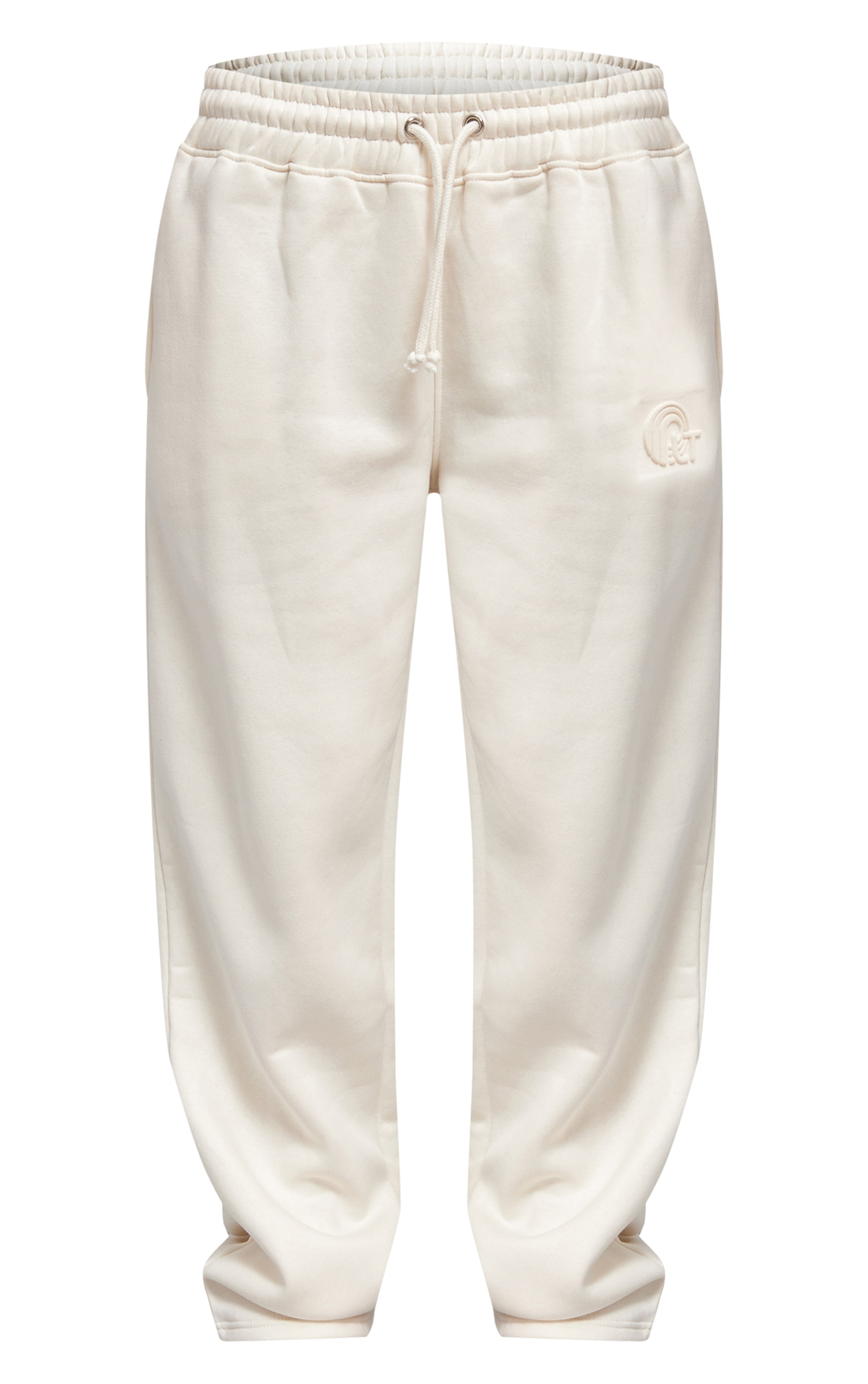 Cream Embossed Drawstring Track Pants image 5