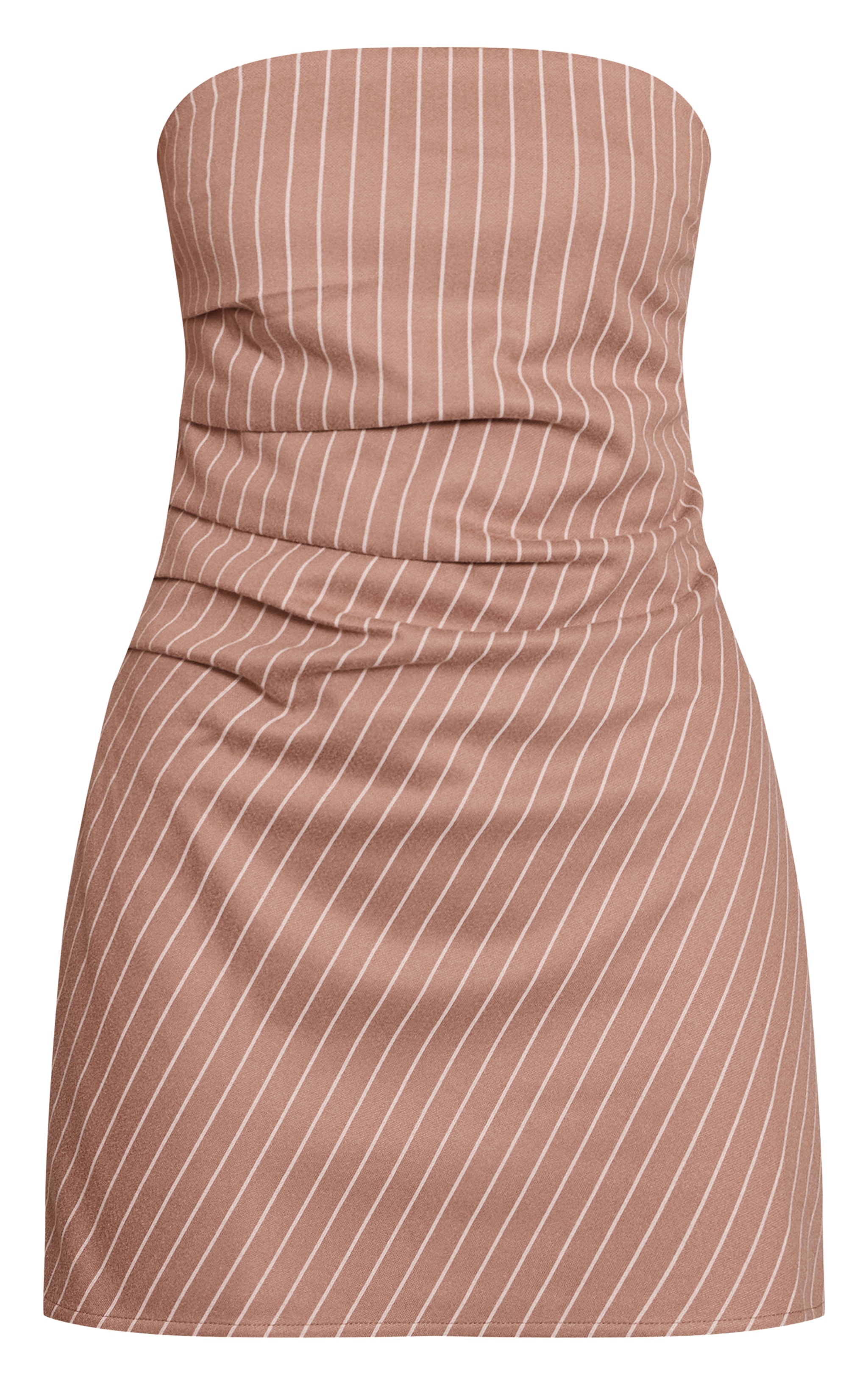 Robe bustier moulante brossée taupe à fines rayures image 5