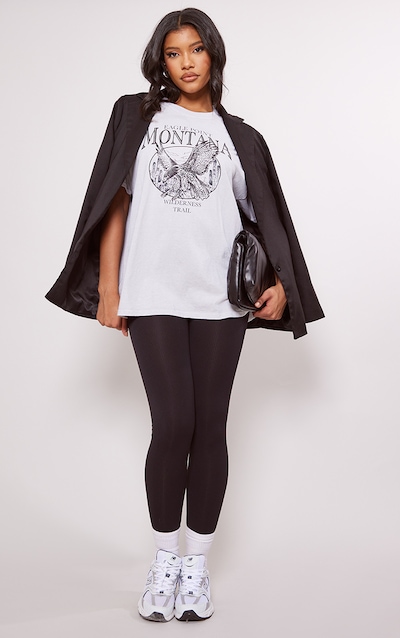 T-shirt oversize gris cendré à slogan Montana