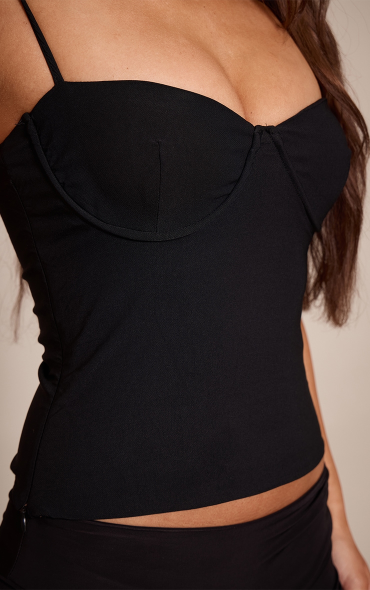 Black Woven Stretch Strappy Cami Top image 4