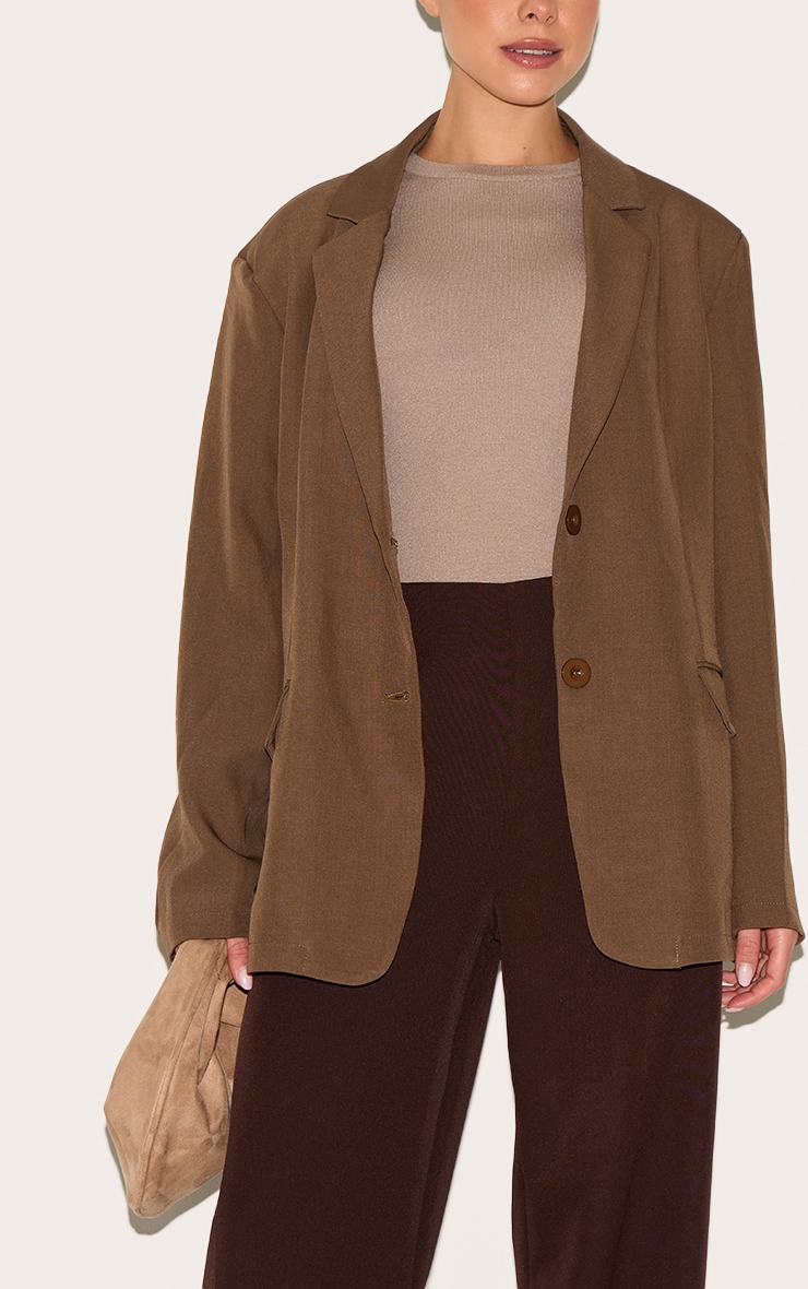 Taupe Seam Detail Structured Oversized Blazer image 4