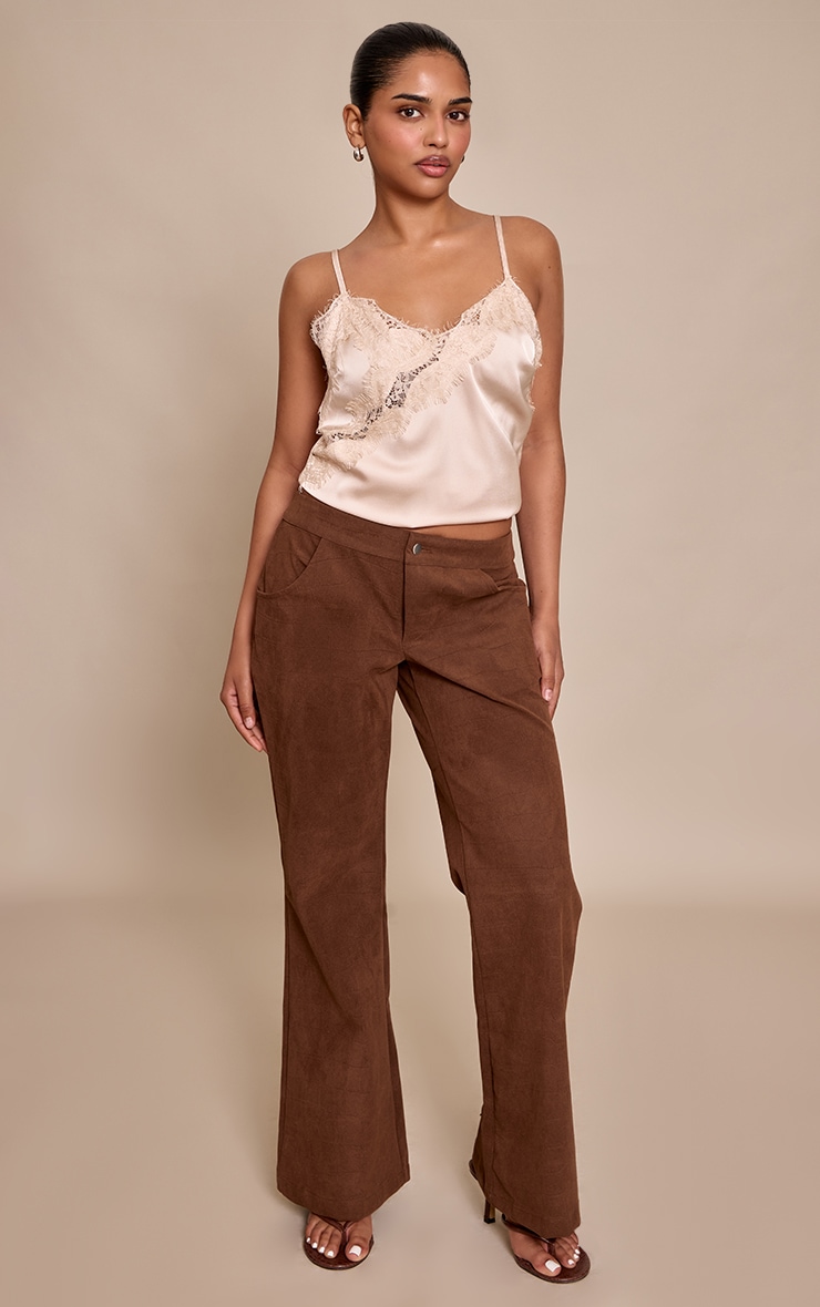 Petite Chocolate Suede Low Rise Flares image 2
