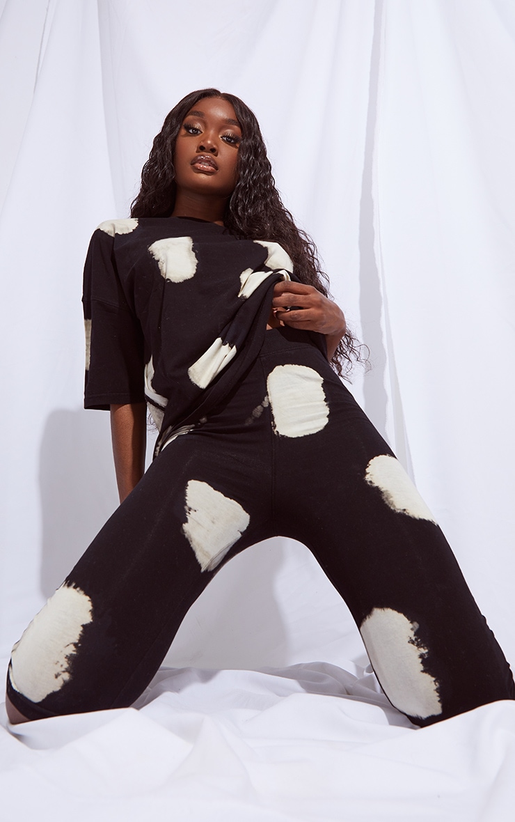 Tall Black Oversized Tie Dye Longline Bike Shorts image 1