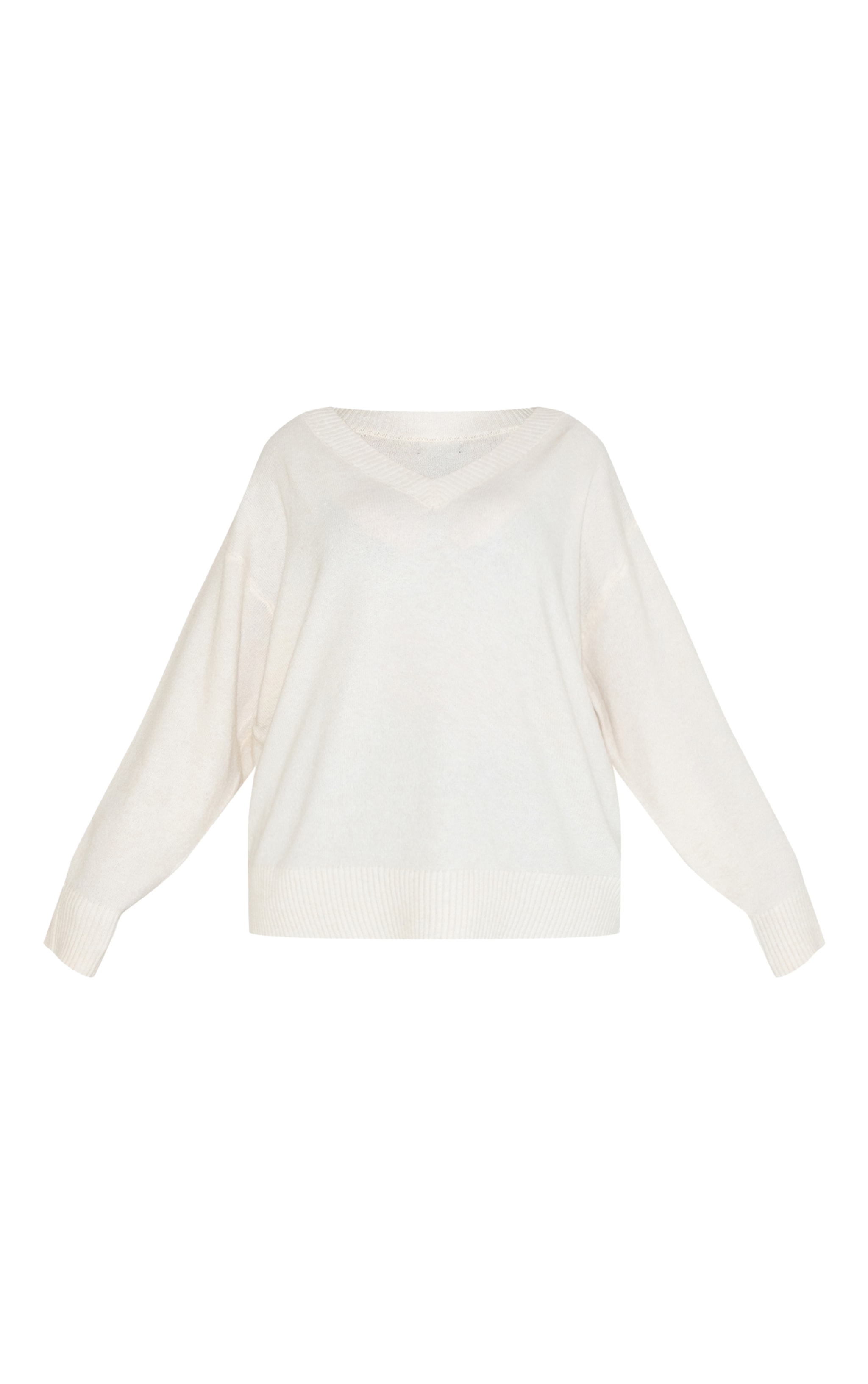 Plus Cream Knit V-neck Jumper image 5