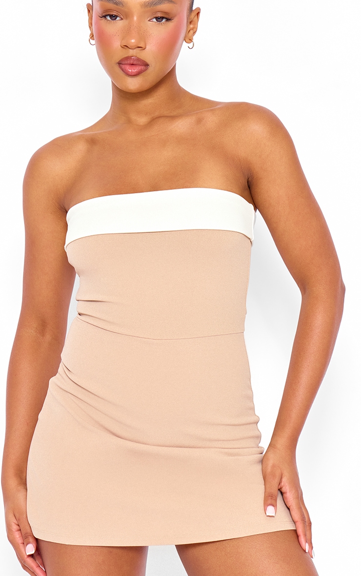 Stone Contrast Fold Over Bandeau Playsuit image 4