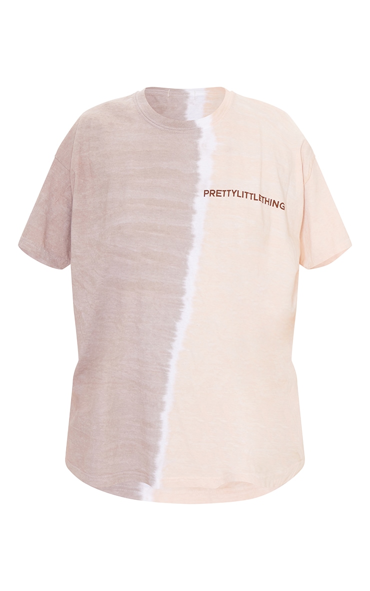 PRETTYLITTLETHING Stone Tie Dye Splice T Shirt image 2