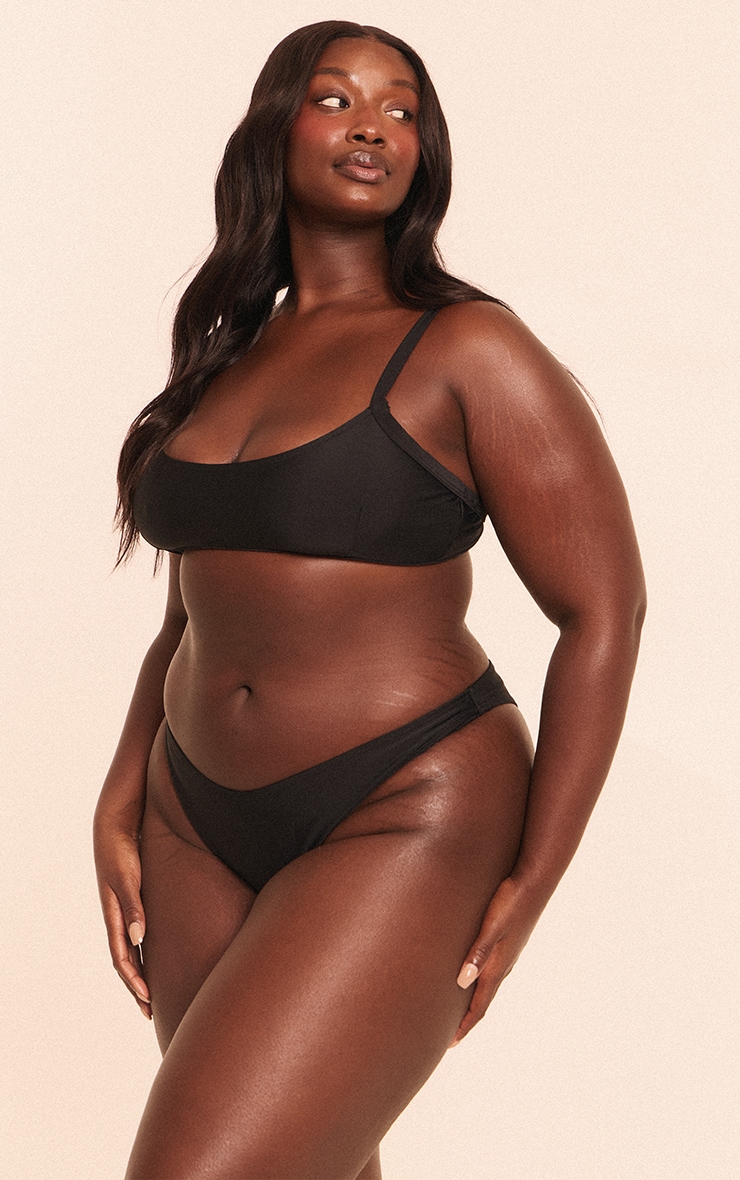 Plus Black Boomerang Tanga Bikini Bottoms image 3