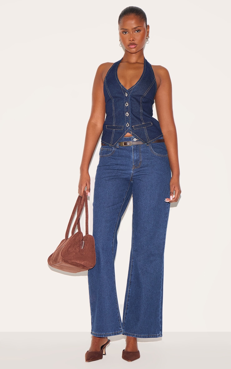 Indigo Halterneck Denim Vest image 3