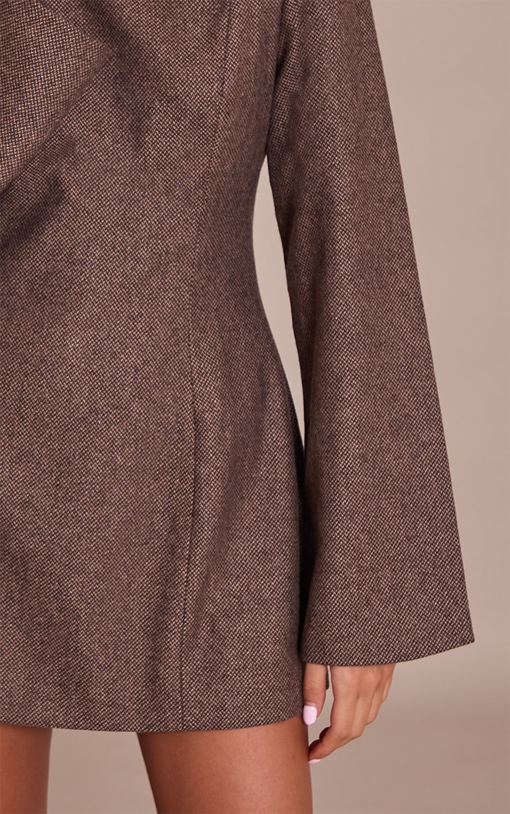 Robe droite structurée en effet laine chocolat image 4