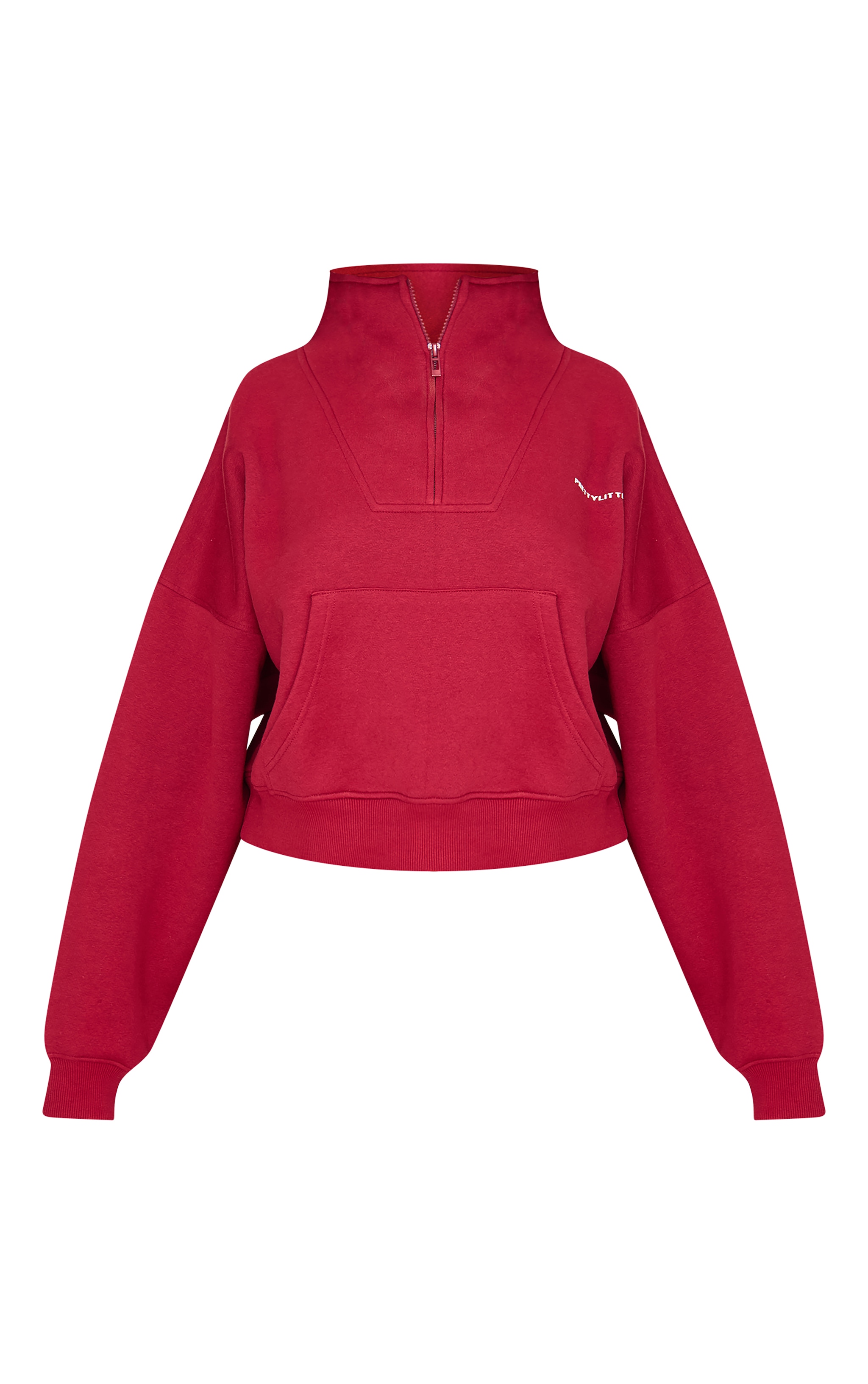 Petite Sweat oversize bordeaux à demi-zip et slogan image 5