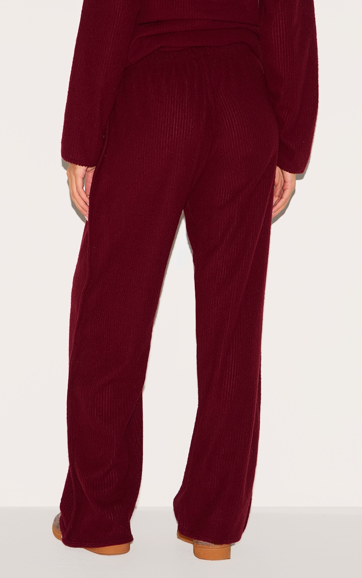 Burgundy Soft Rib Straight Leg Pants image 3