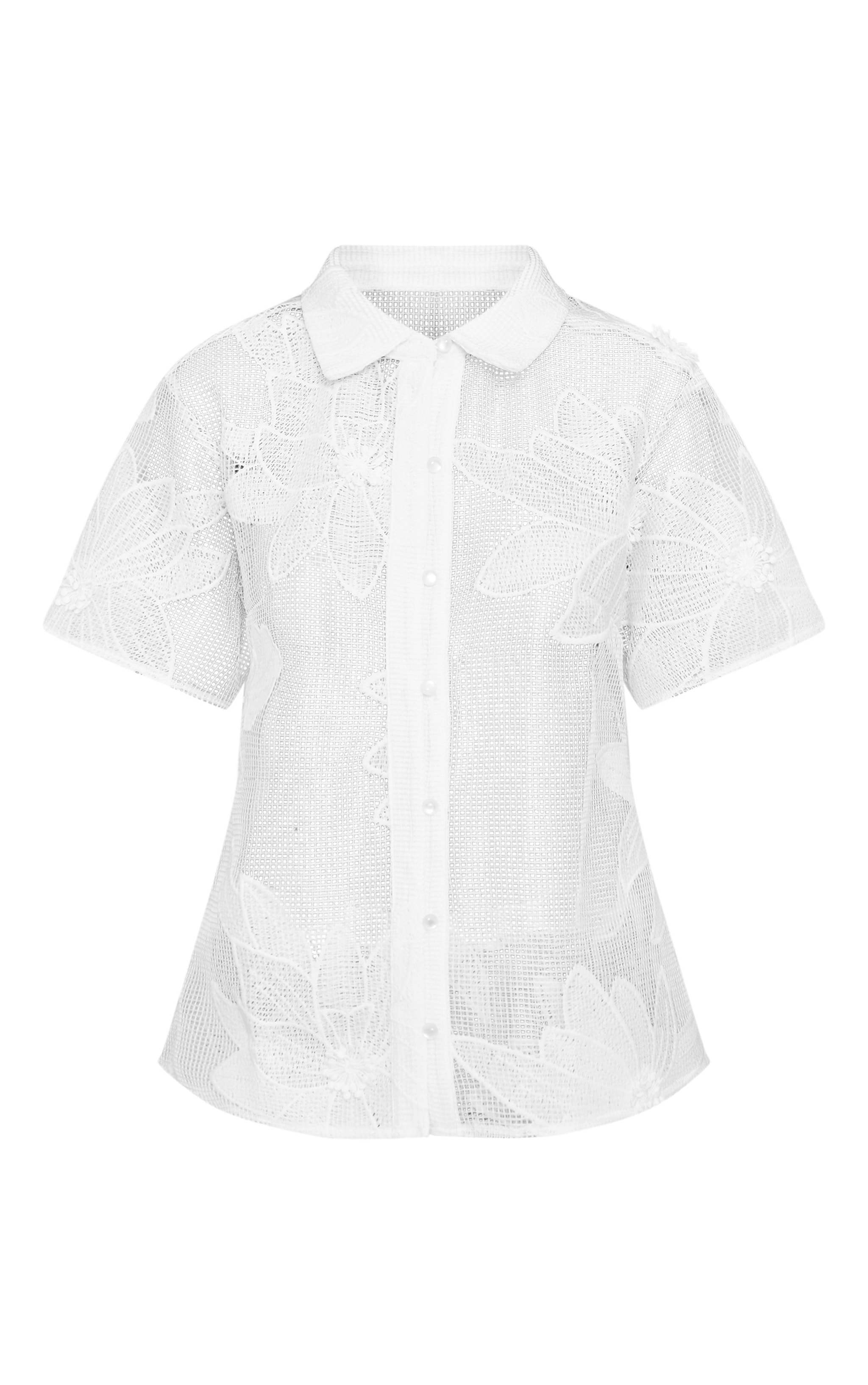Petite White Applique Flower Shirt image 5