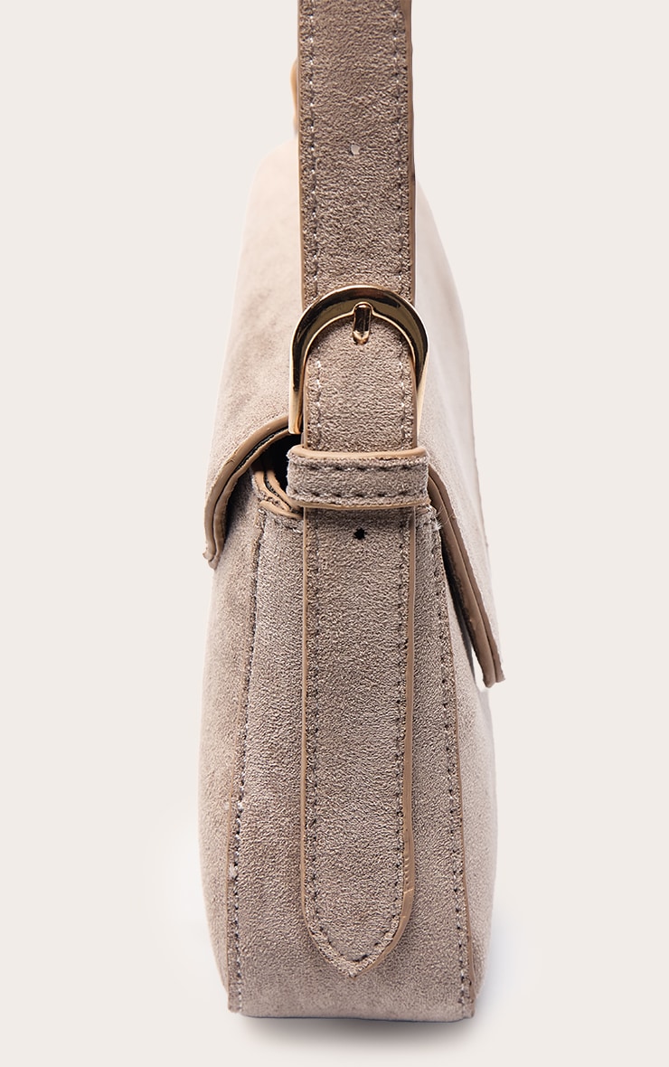 Taupe Faux Suede Trapeze Simple Shoulder Bag image 5