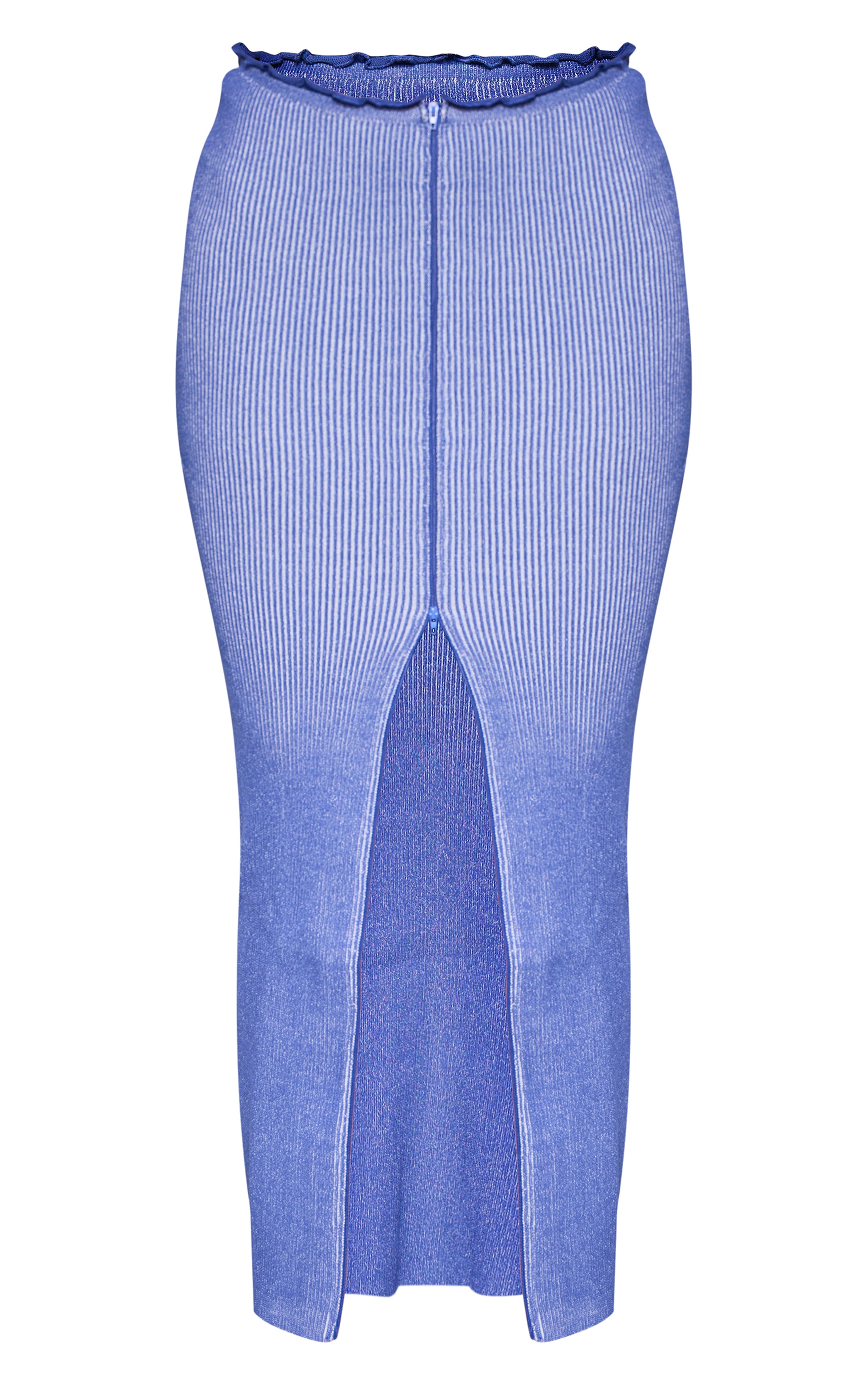 Blue Two Tone Knit Double Zip Maxi Skirt image 5