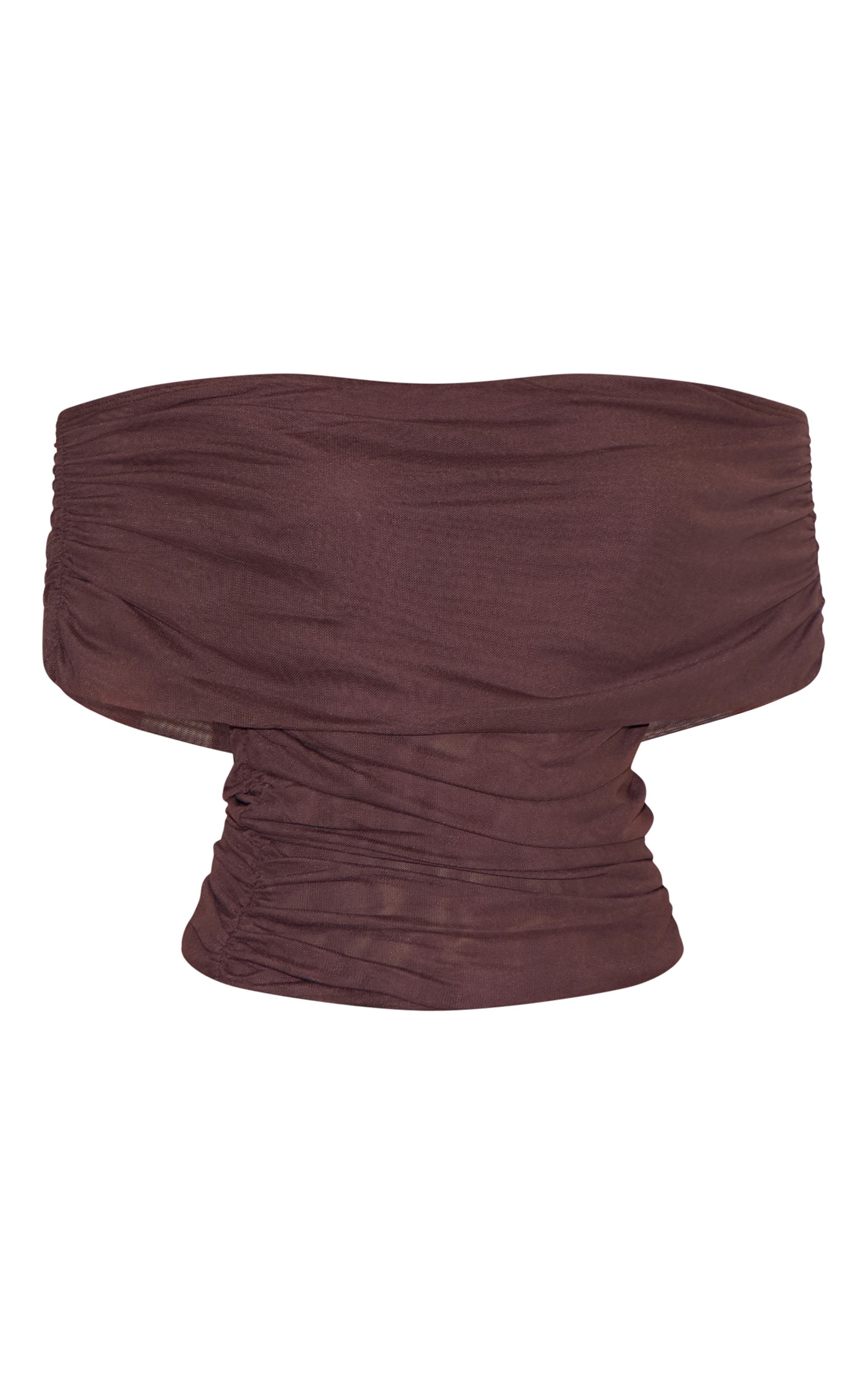 Top bustier en mesh chocolat profond froncé à détail replié image 5