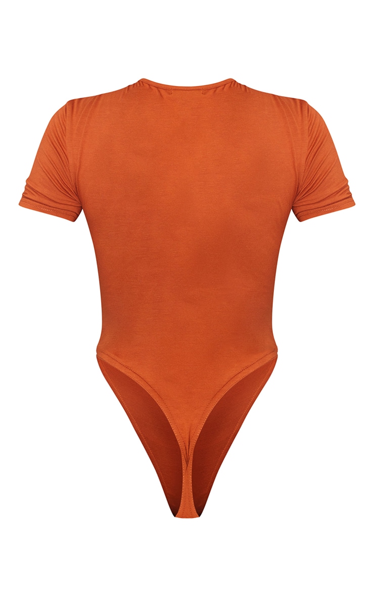 Rust Crew Neck Short Sleeve Bodysuit Tops PrettyLittleThing IE