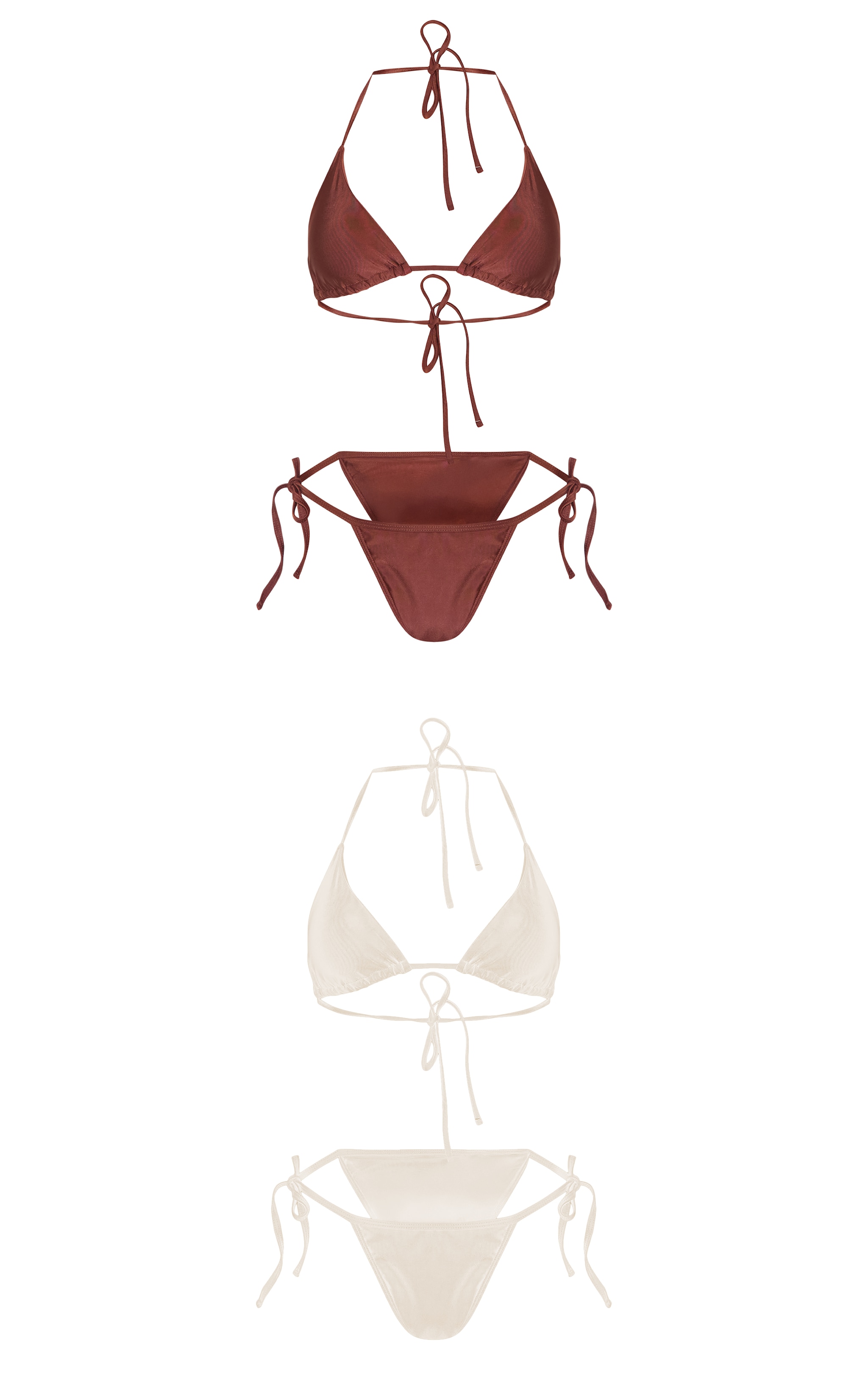 Cream And Chocolate 2 Pack Triangle Bikini Set image 1