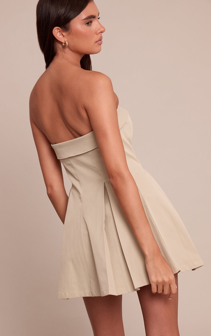 Stone Belted Bandeau Pleated Shift Dress image 2