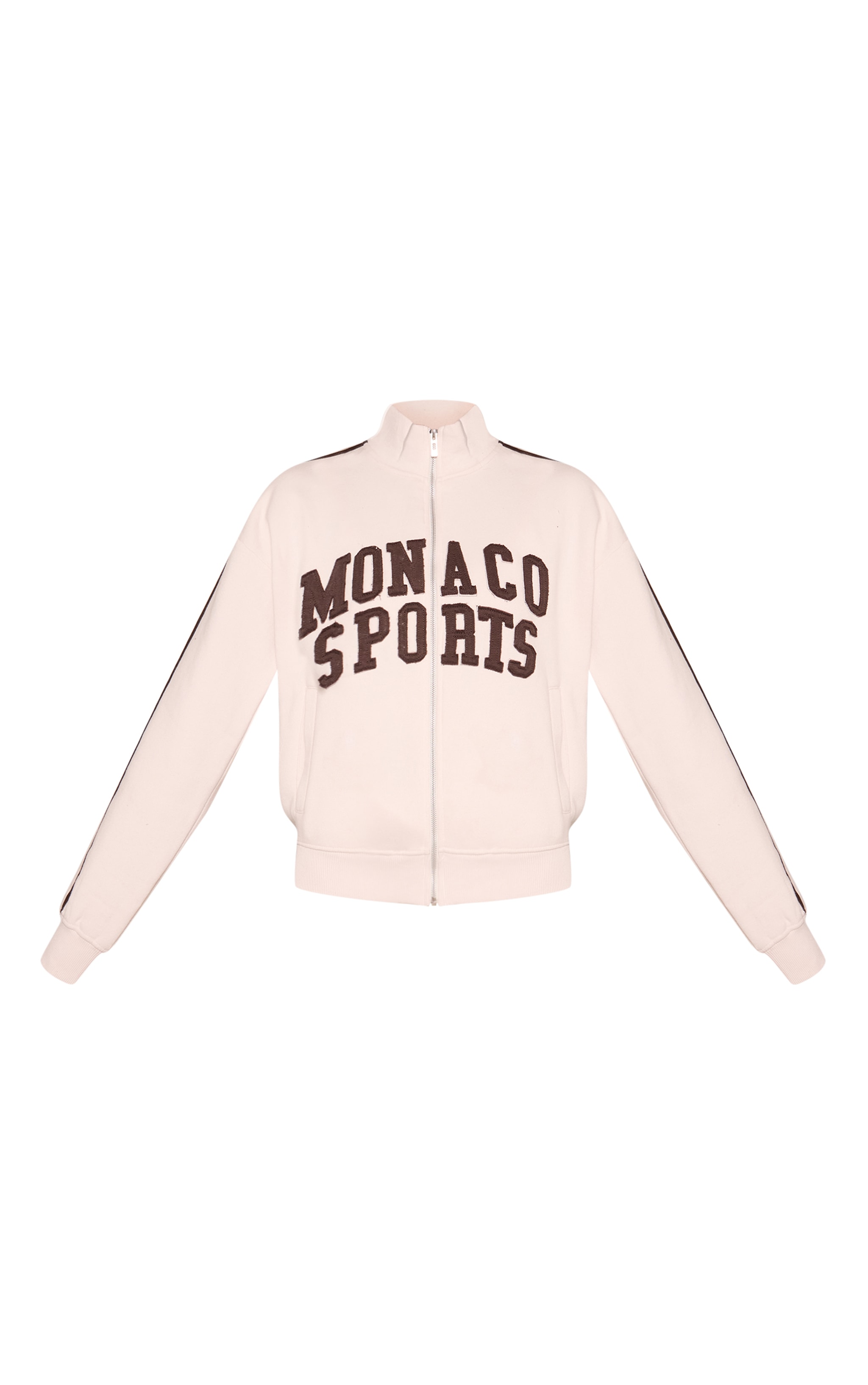 Cream Contrast Monaco Applique Zip Through Sweatshirt image 5