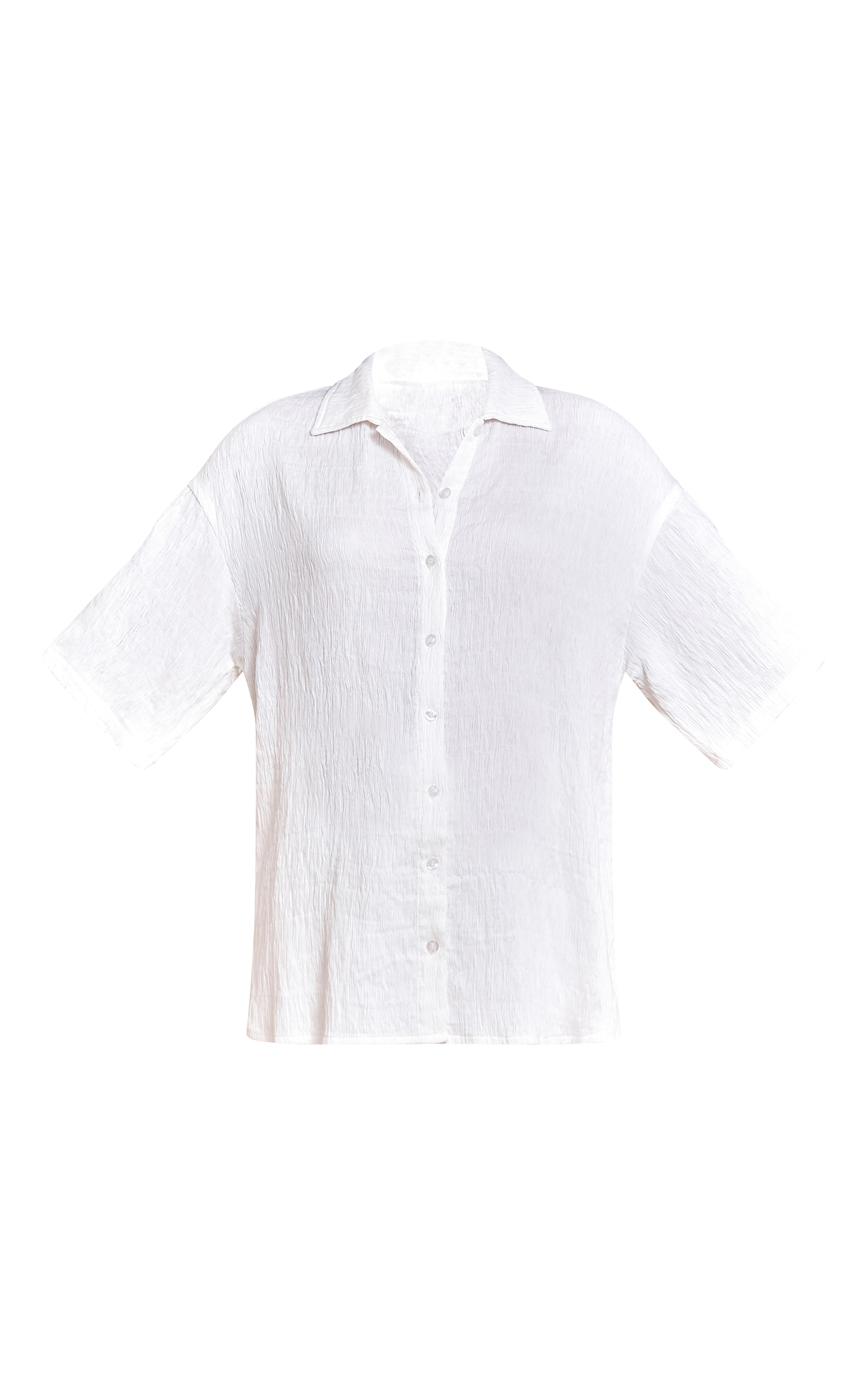 Chemise oversize tissée texturée blanche à manches courtes image 5