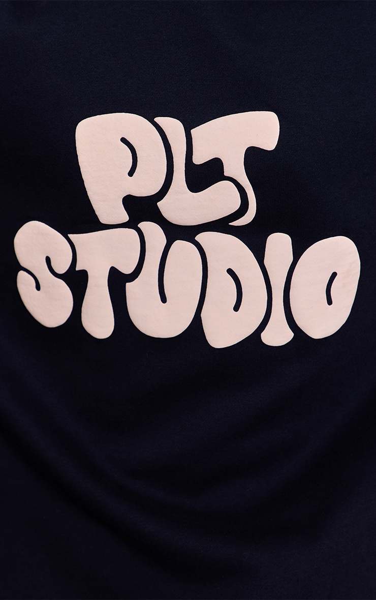 Navy PLT Studio Print Oversized Hoodie image 4