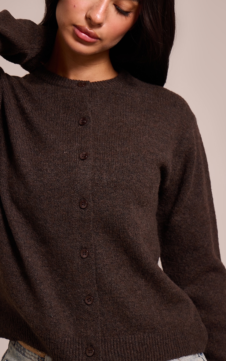 Petite Chocolate Knit Button Through Cardigan image 4