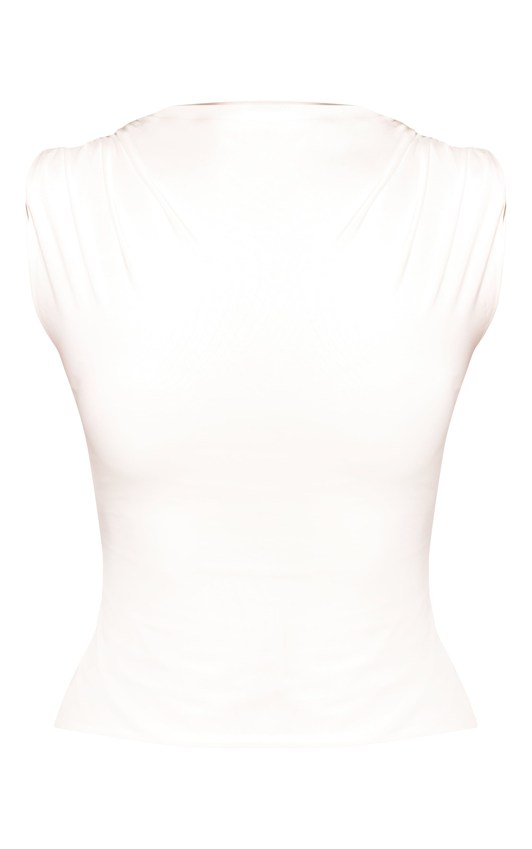 Cream Double Layer Slinky Drape Detail Long Top  image 5