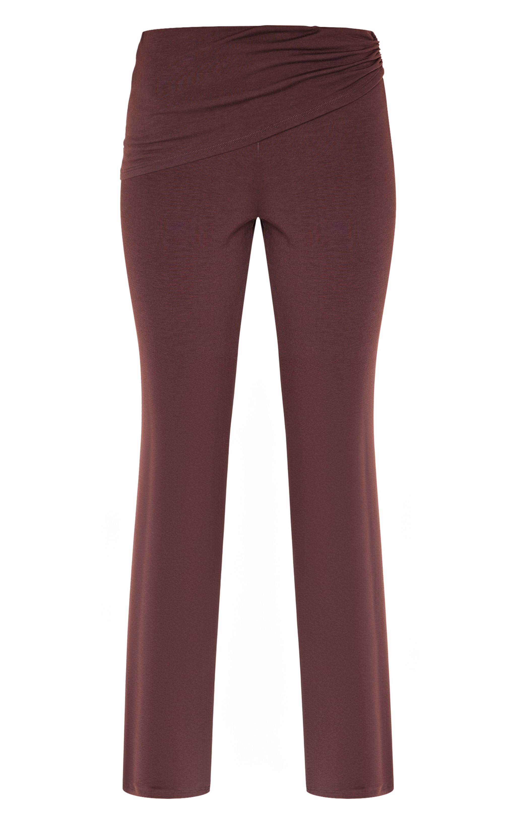 Pantalon skinny flare en jersey chocolat froncé à détail portefeuille image 5