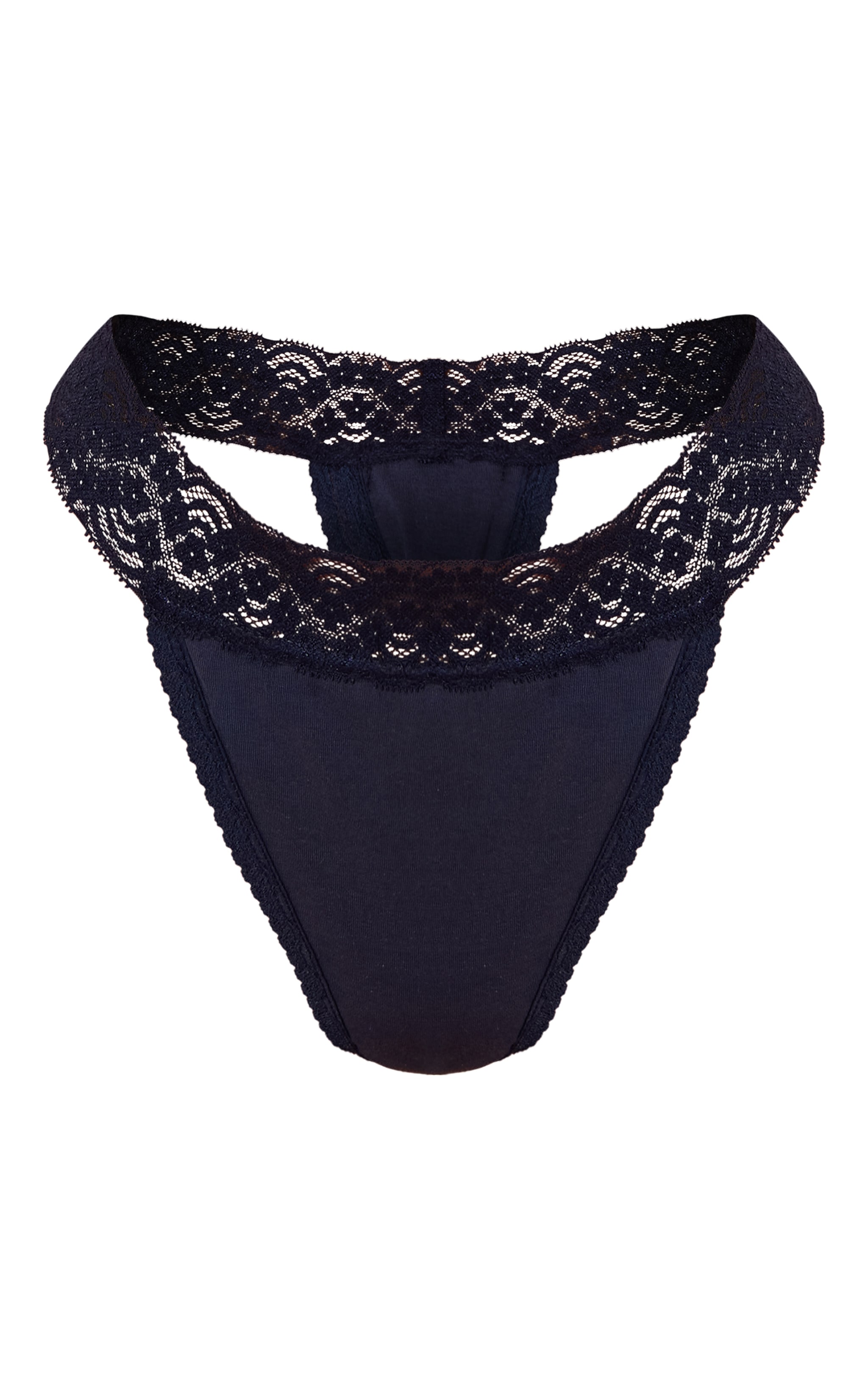 String bleu marine à bordures en dentelle image 5