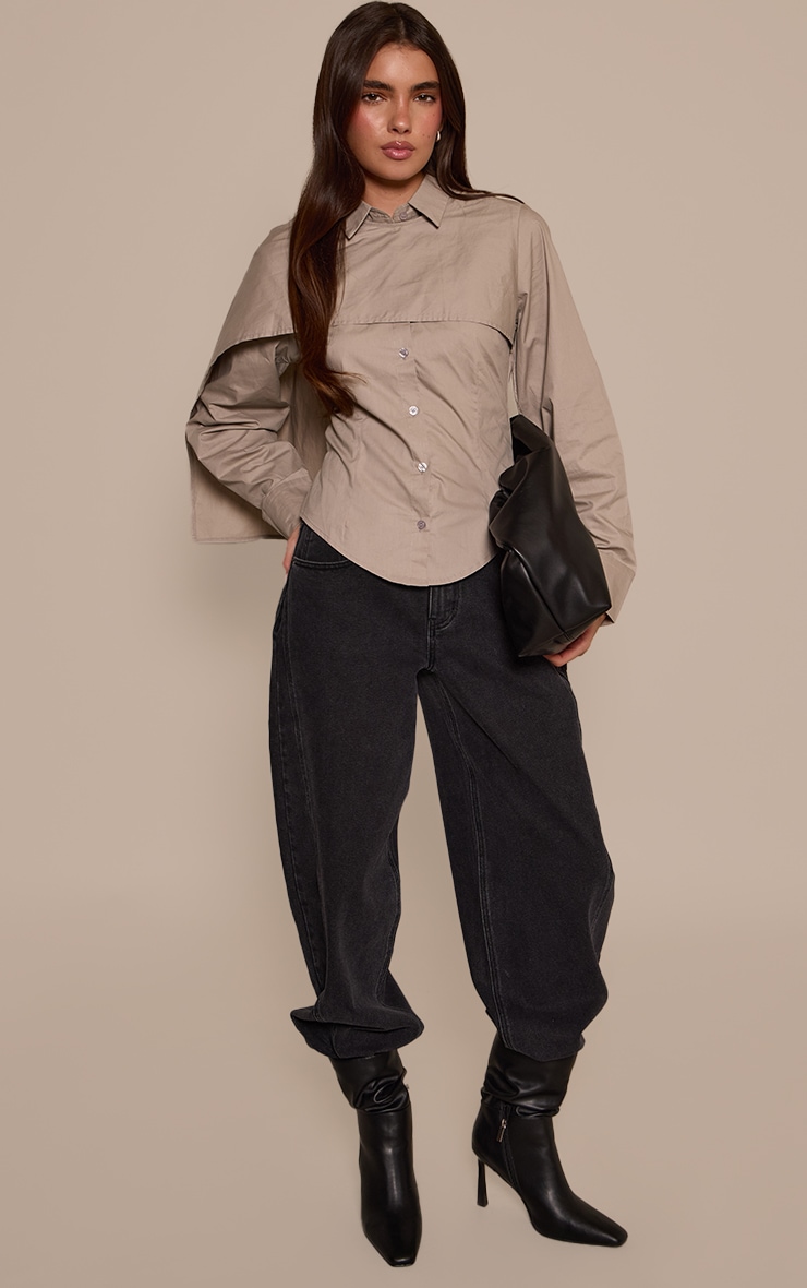 Mushroom Cape Style Overlay Fitted Shirt