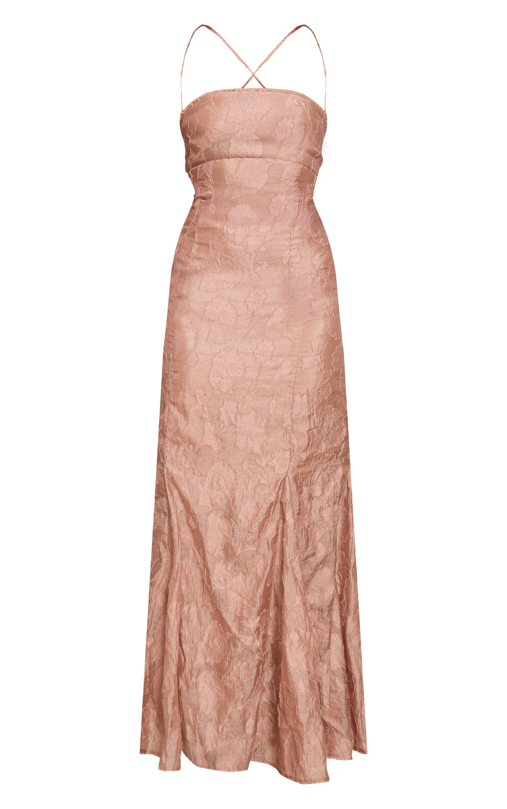 Taupe Textured Lace Up Back Maxi Dress image 5